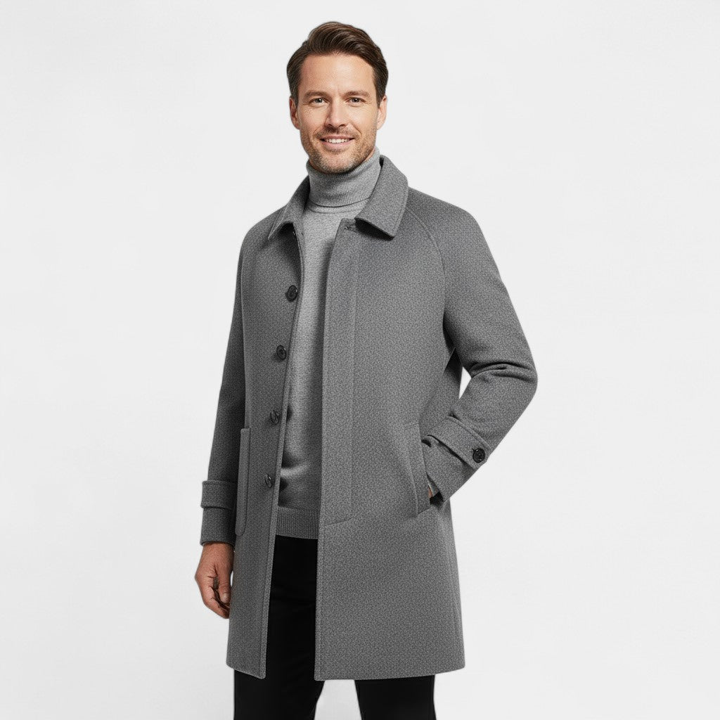 Claire Mode | Manteau Homme 100% cachemire – Réversible Mi-Long à Simple Boutonnage