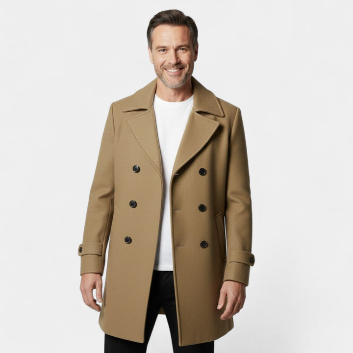 Claire Mode | Manteau Homme en Laine – Long à Double Boutonnage avec Revers