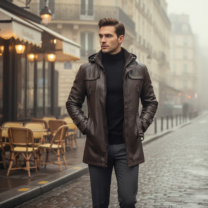 Claire Mode | Manteau Homme en Cuir – Trench Mi-Long Coupe Moderne