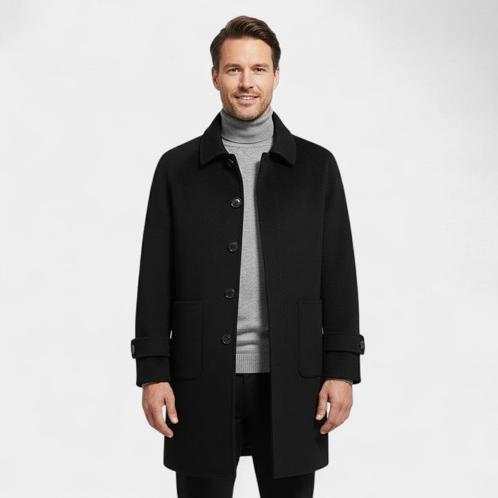 Claire Mode | Manteau Homme 100% cachemire – Réversible Mi-Long à Simple Boutonnage