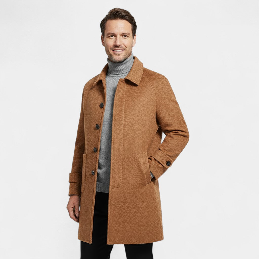 Claire Mode | Manteau Homme 100% cachemire – Réversible Mi-Long à Simple Boutonnage
