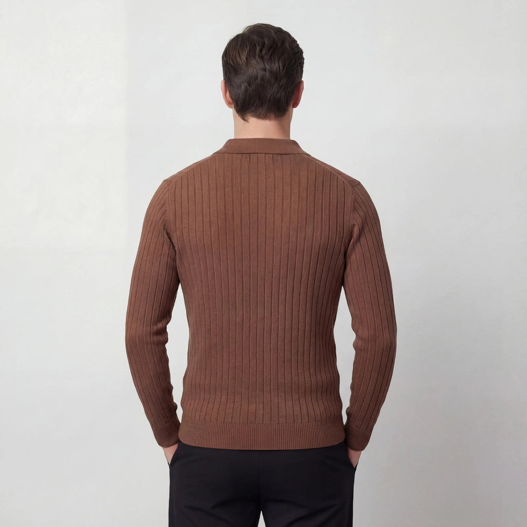 Polo rayé homme coton manches longues – style coréen minimal
