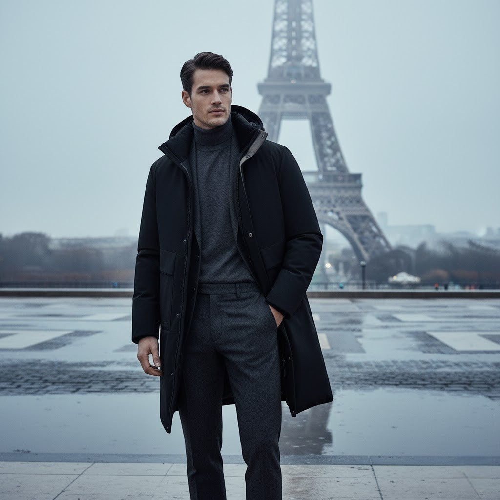 Claire Mode | Veste Homme à Capuche – Manteau Long Matelassé en Coton