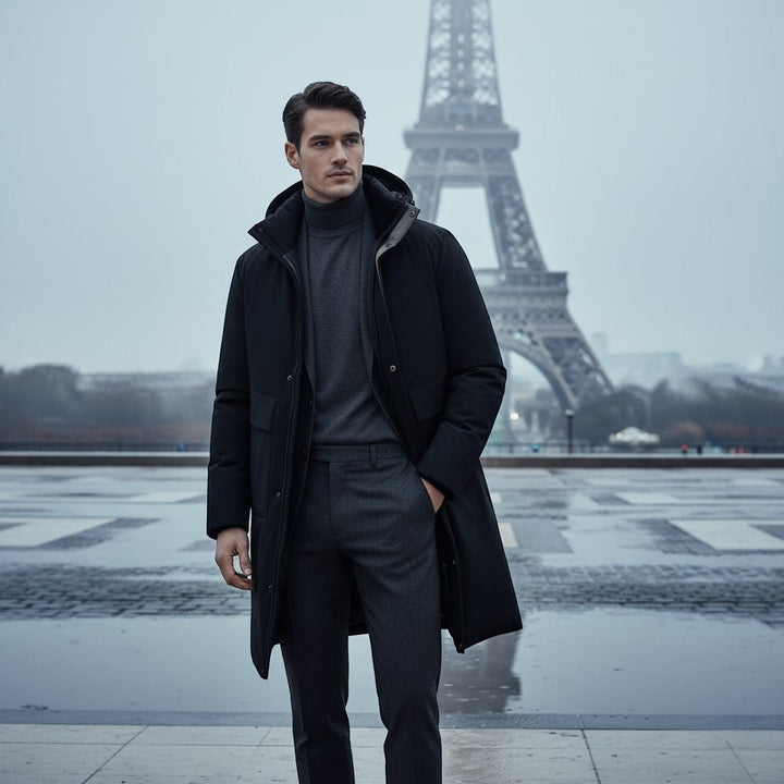 Claire Mode | Veste Homme à Capuche – Manteau Long Matelassé en Coton