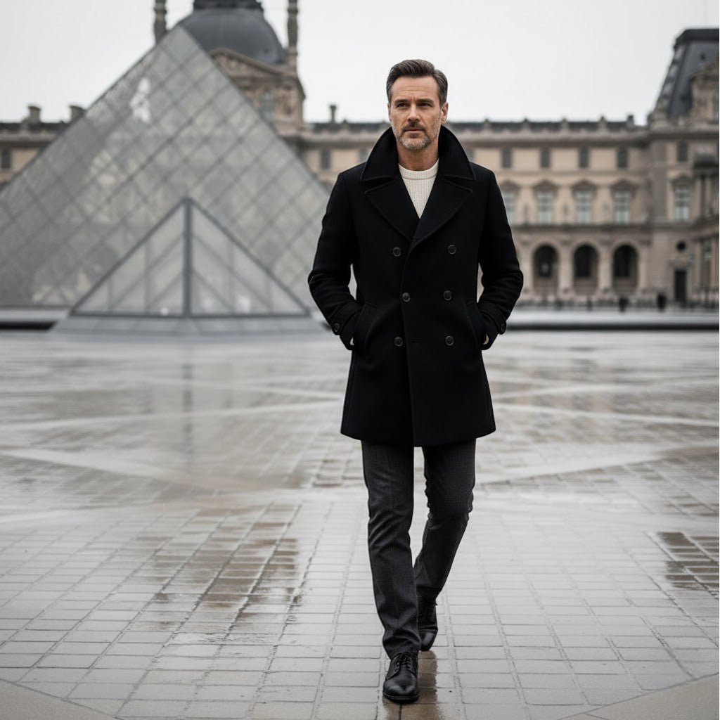 Claire Mode | Manteau Homme en Laine – Long à Double Boutonnage avec Revers