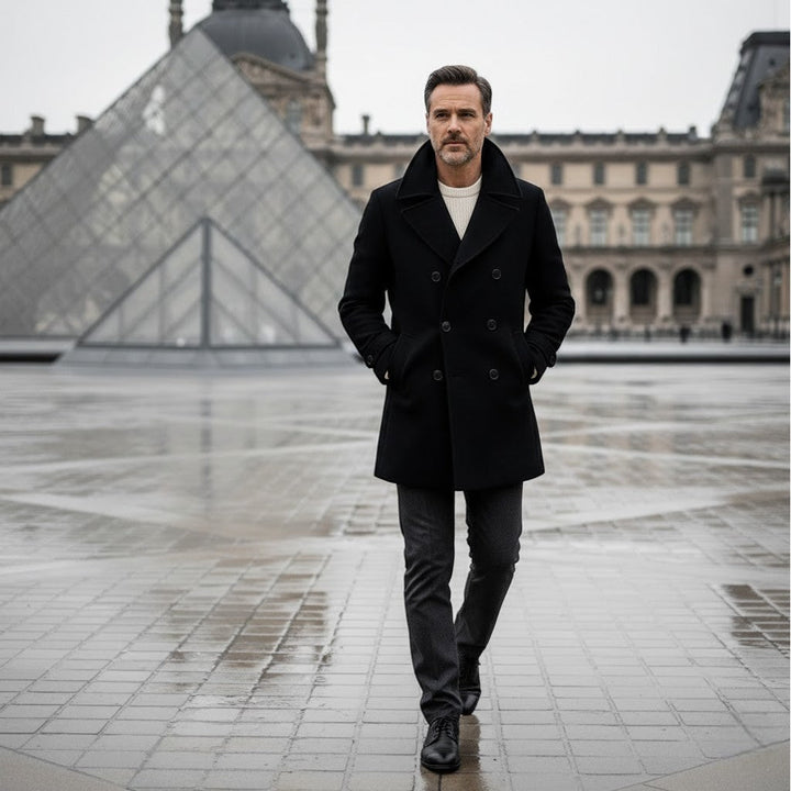 Claire Mode | Manteau Homme en Laine – Long à Double Boutonnage avec Revers
