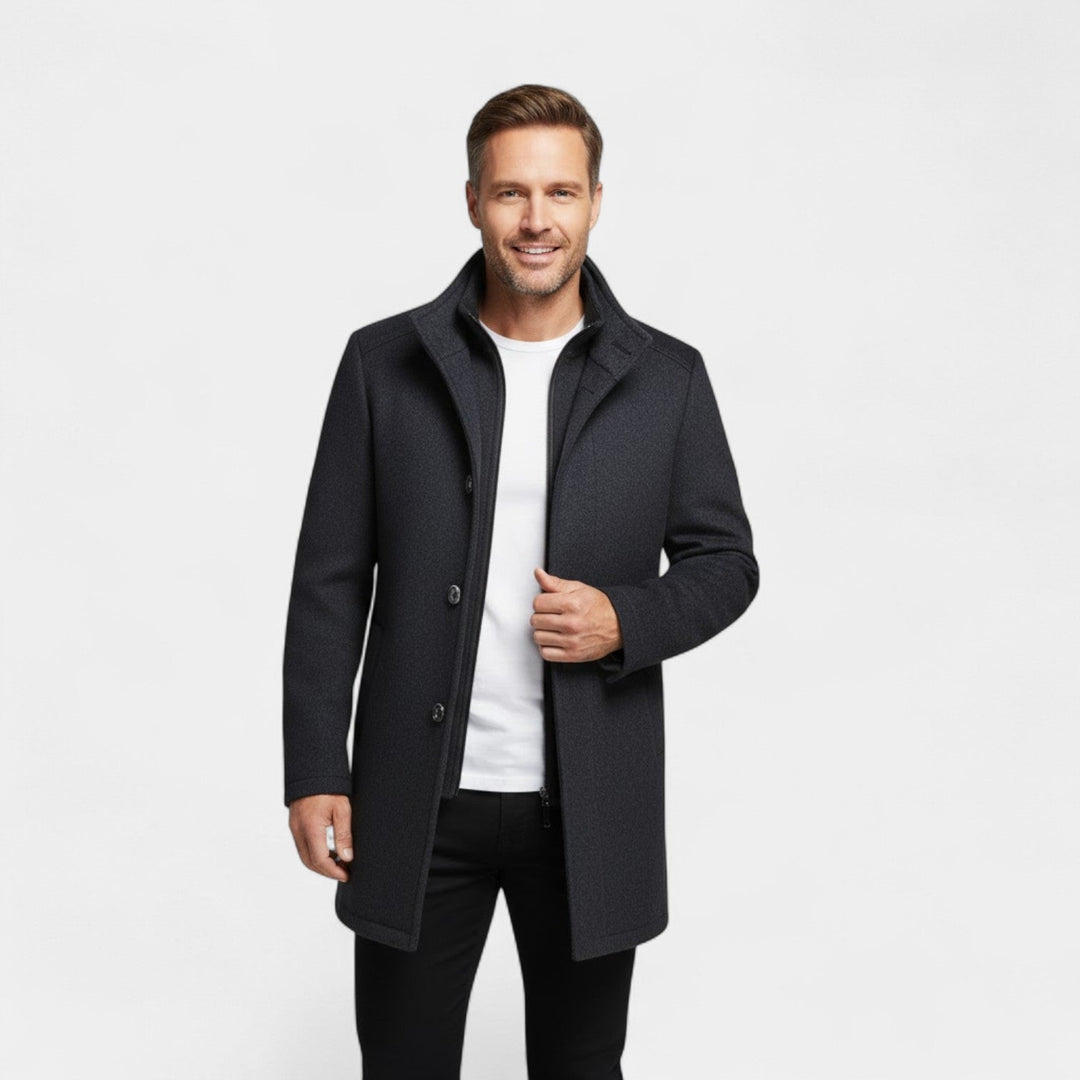 Claire Mode | Manteau Homme en Laine – Col Double Mi-Long
