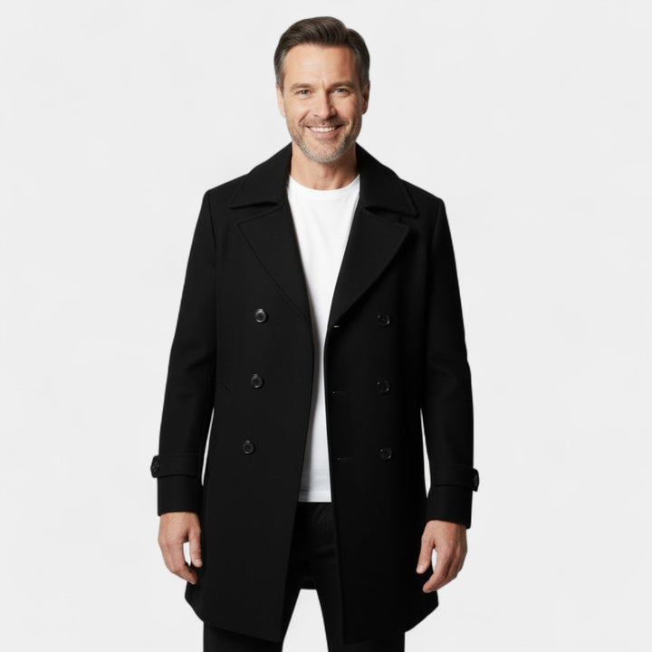 Claire Mode | Manteau Homme en Laine – Long à Double Boutonnage avec Revers