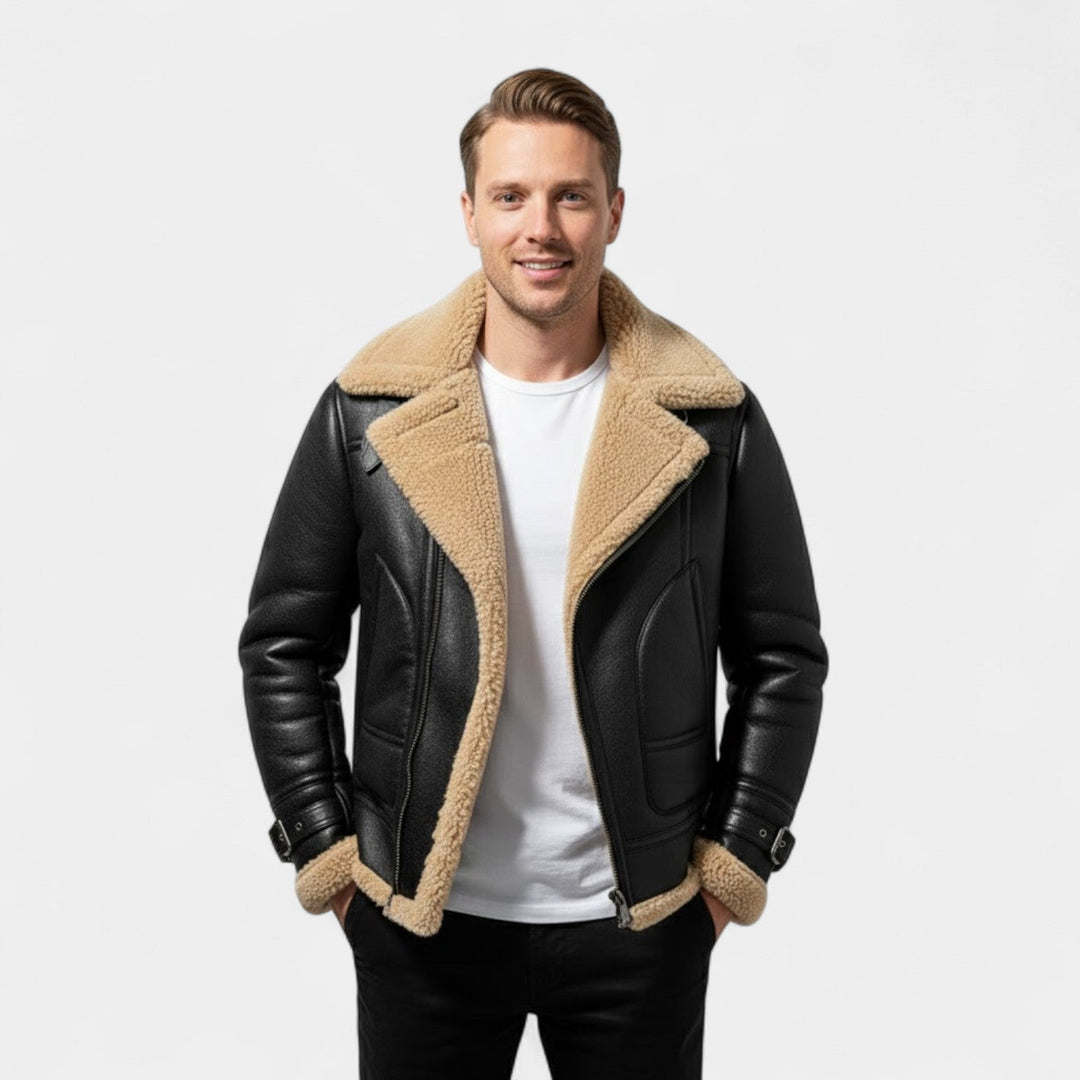 Claire Mode | Veste Militaire Homme – Manteau à Col en Fourrure Doublé