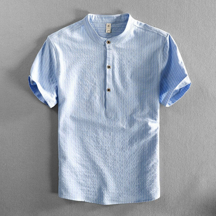 Chemise homme en lin manches courtes – Coupe ample à rayures