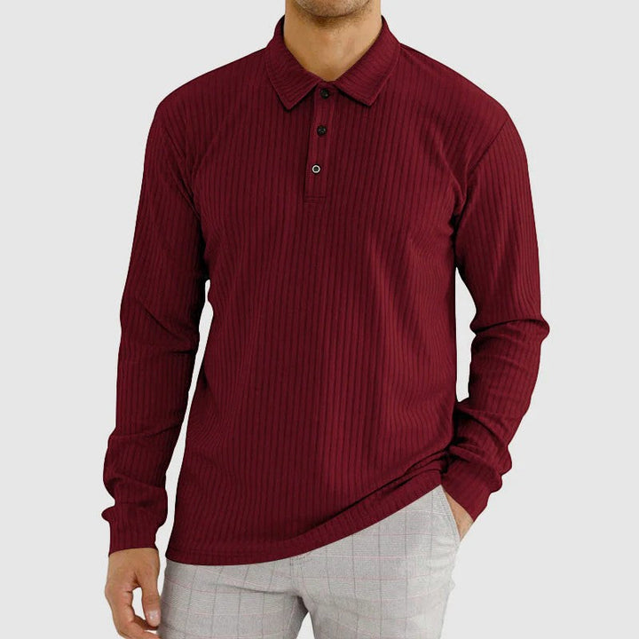 Polo homme en coton mélangé – Coupe ajustée manches longues