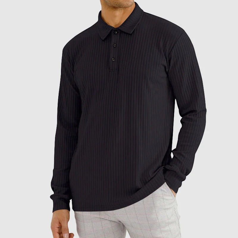 Polo homme en coton mélangé – Coupe ajustée manches longues