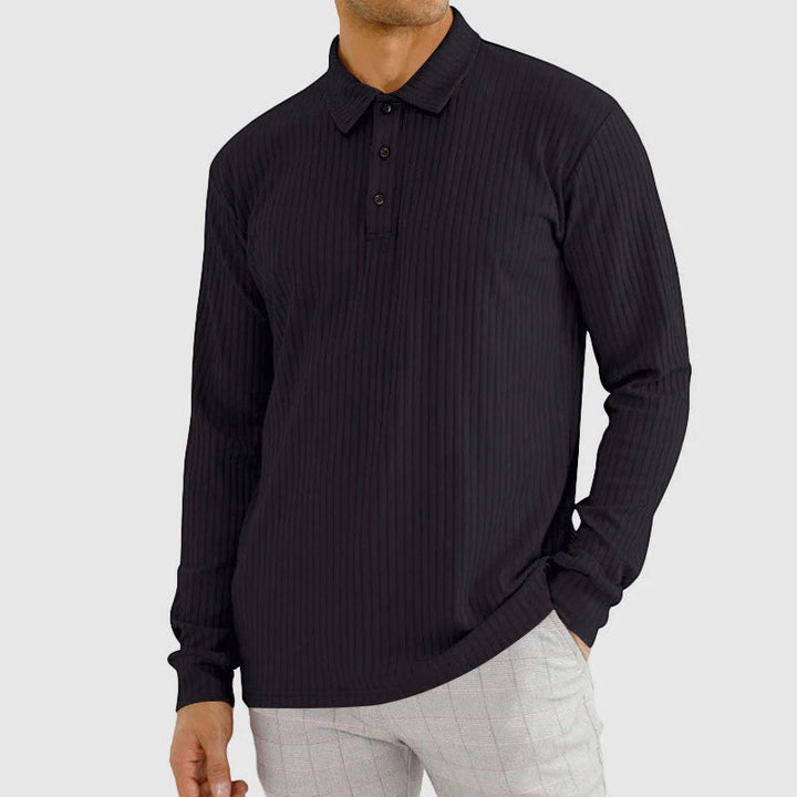Polo homme en coton mélangé – Coupe ajustée manches longues