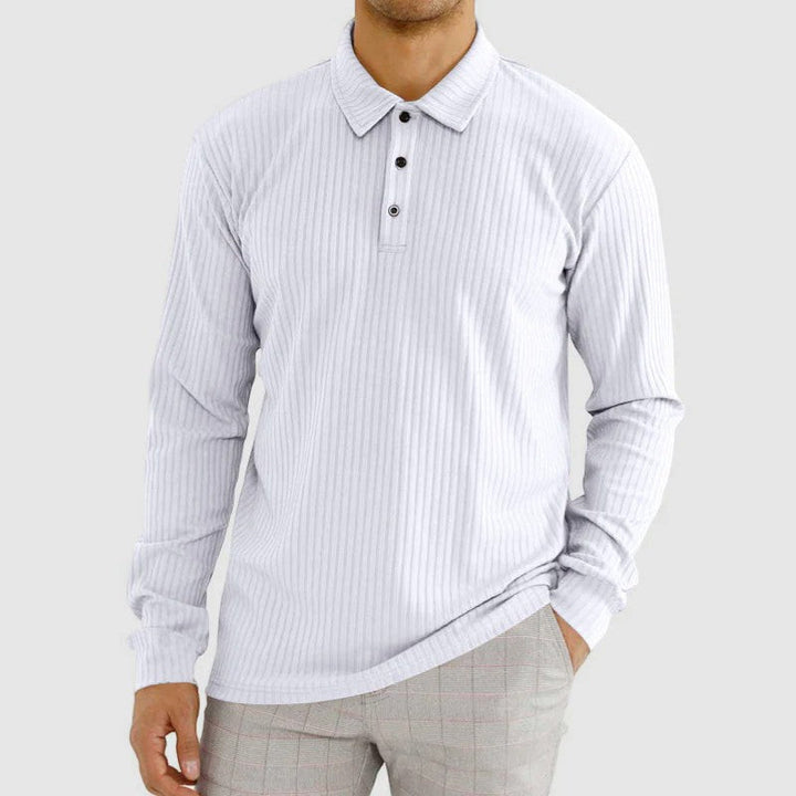 Polo homme en coton mélangé – Coupe ajustée manches longues