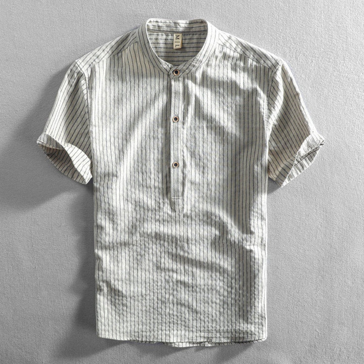Chemise homme en lin manches courtes – Coupe ample à rayures