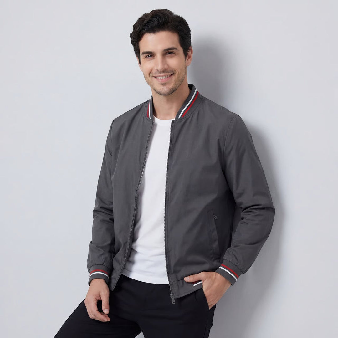 Claire Mode | Veste Zippée Légère en Tissu Tissé à Col Montant pour Homme