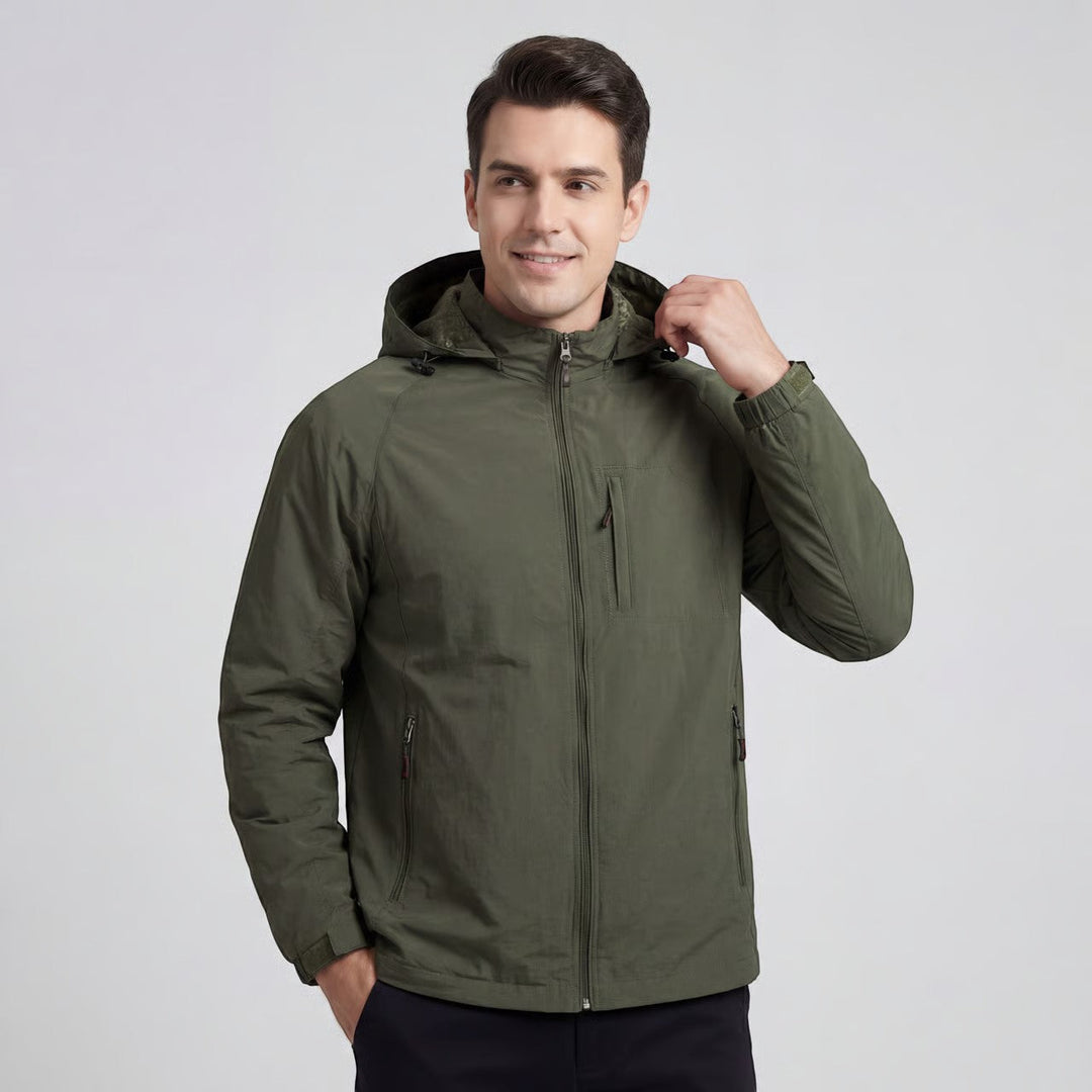Veste outdoor homme imperméable en mélange de nylon – Coupe légère avec capuche
