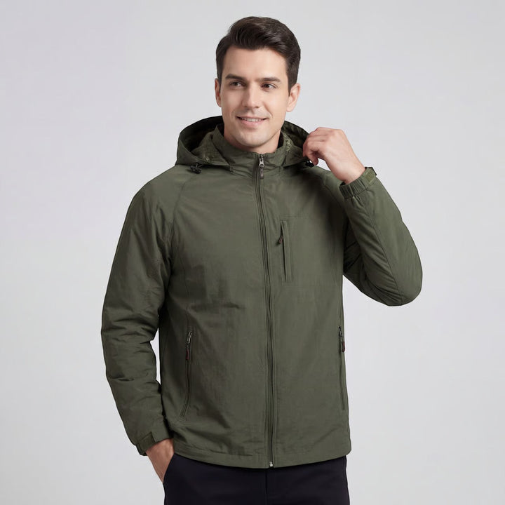 Veste outdoor homme imperméable en mélange de nylon – Coupe légère avec capuche