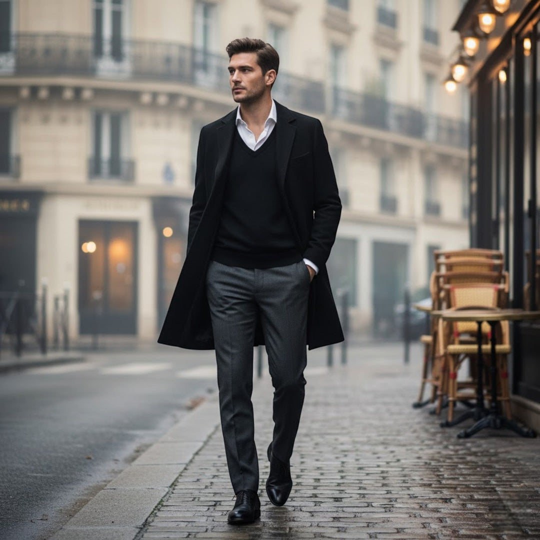 Claire Mode | Manteau Homme en Laine – Long Trench Coupe Classique