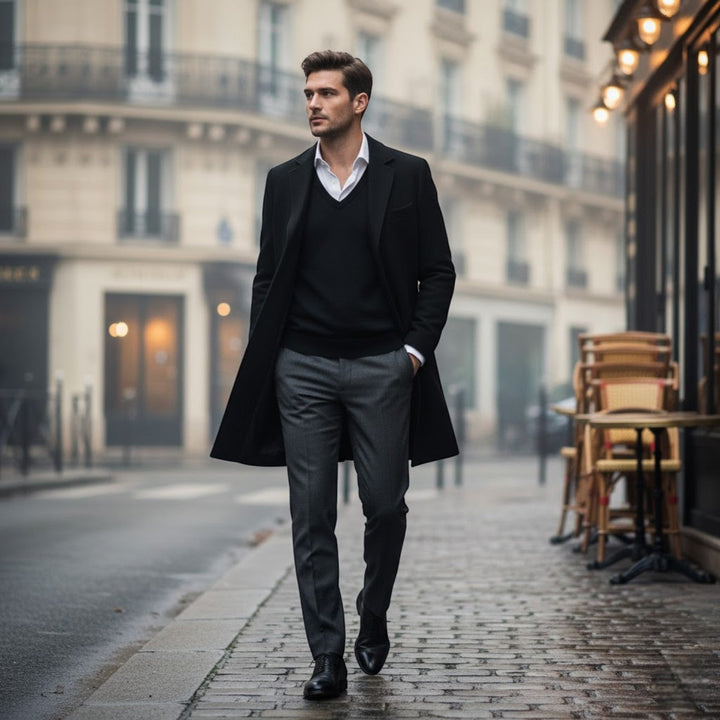 Claire Mode | Manteau Homme en Laine – Long Trench Coupe Classique