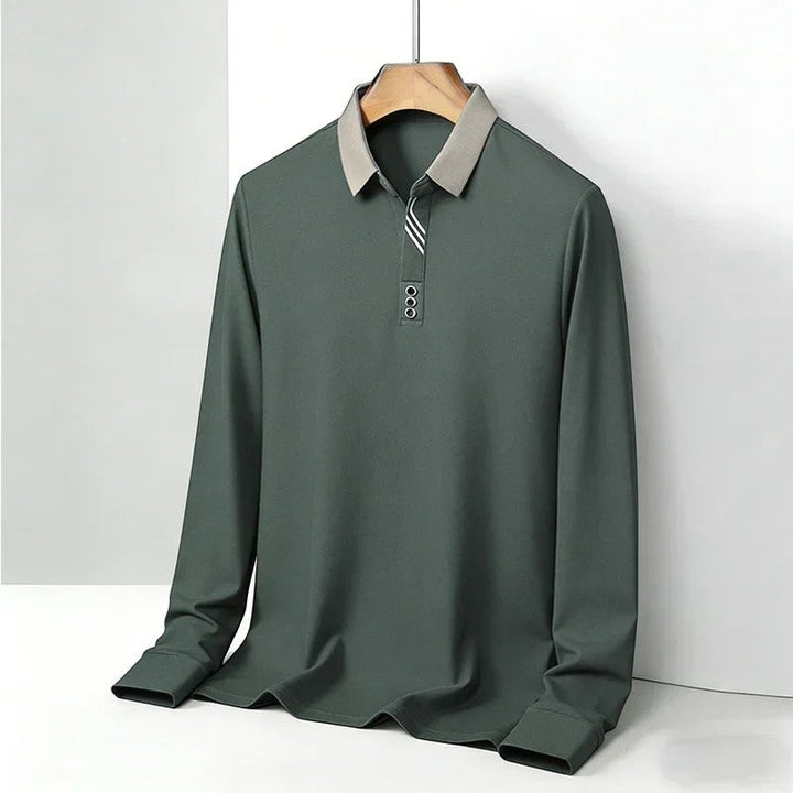 Polo Homme en Coton – Manches Longues Col Classique
