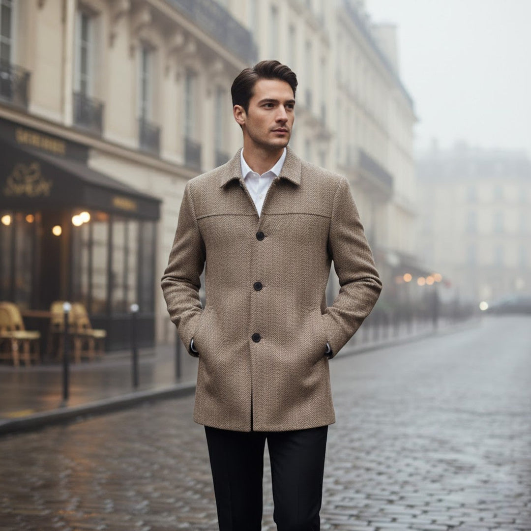 Claire Mode | Manteau Homme en Laine – Col à Revers Style Business Décontracté