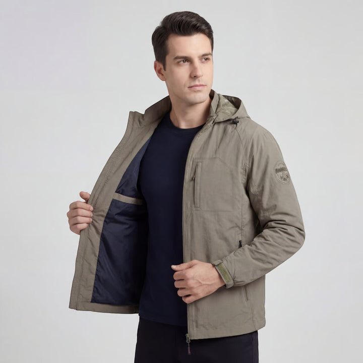 Veste outdoor homme imperméable en mélange de nylon – Coupe légère avec capuche