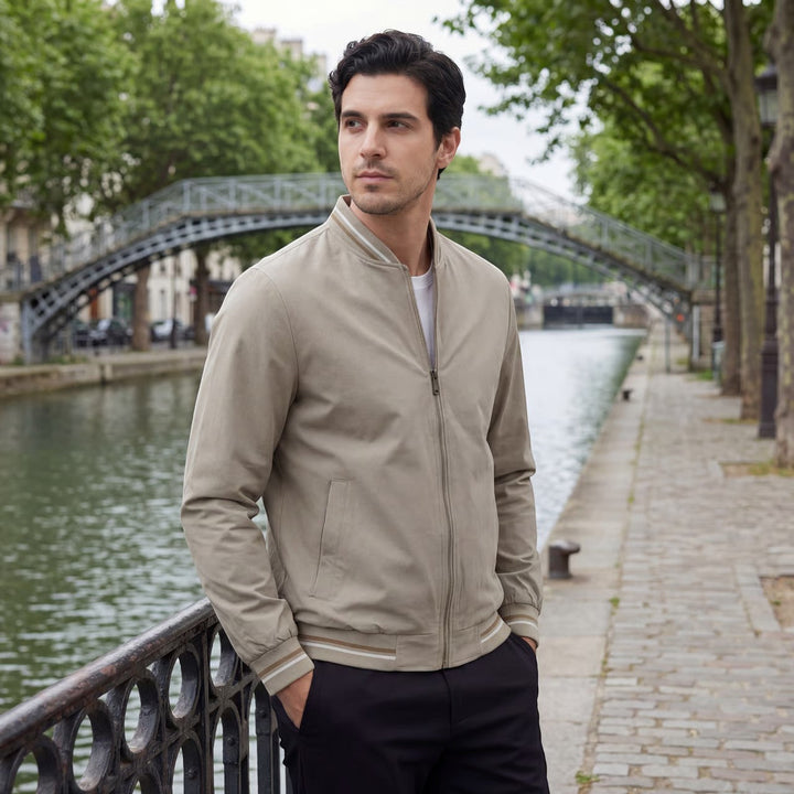 Claire Mode | Veste Zippée Légère en Tissu Tissé à Col Montant pour Homme