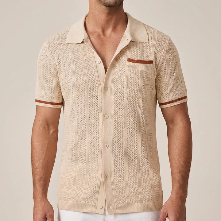 Chemise homme en maille manches courtes – Coupe boutonnée respirante
