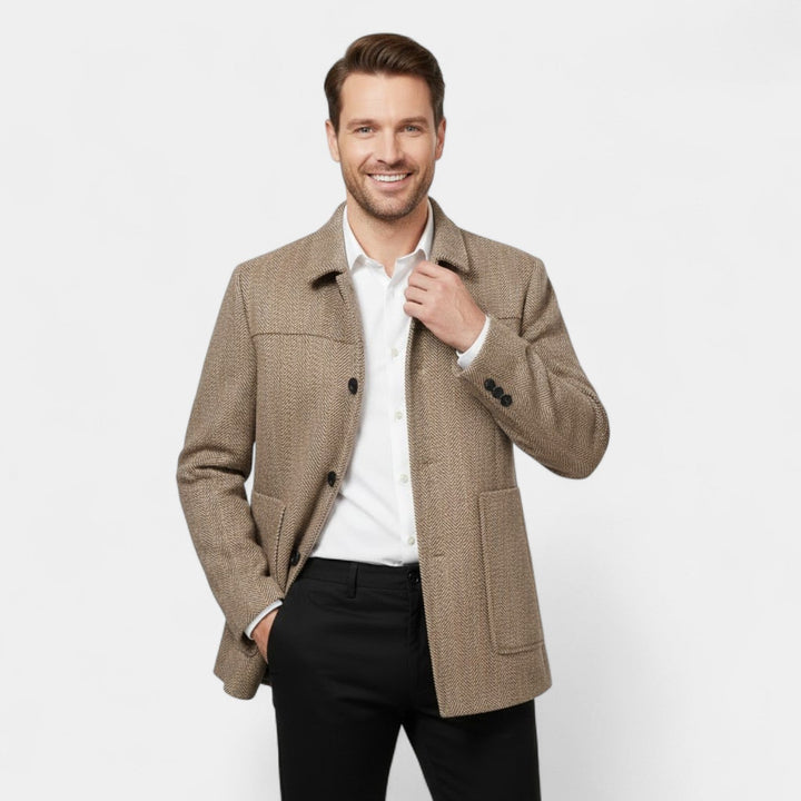 Claire Mode | Manteau Homme en Laine – Col à Revers Style Business Décontracté