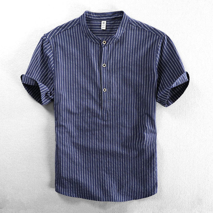 Chemise homme en lin manches courtes – Coupe ample à rayures