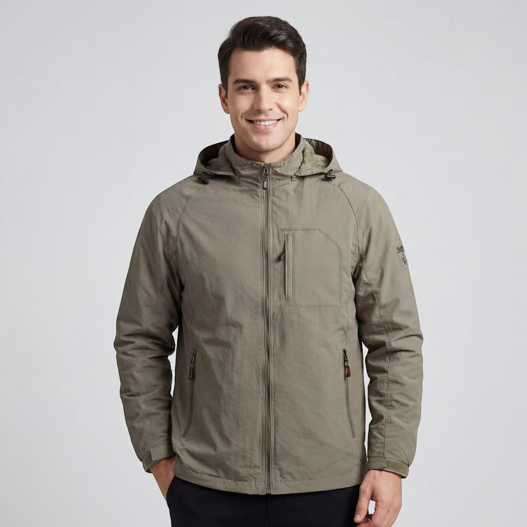 Veste outdoor homme imperméable en mélange de nylon – Coupe légère avec capuche