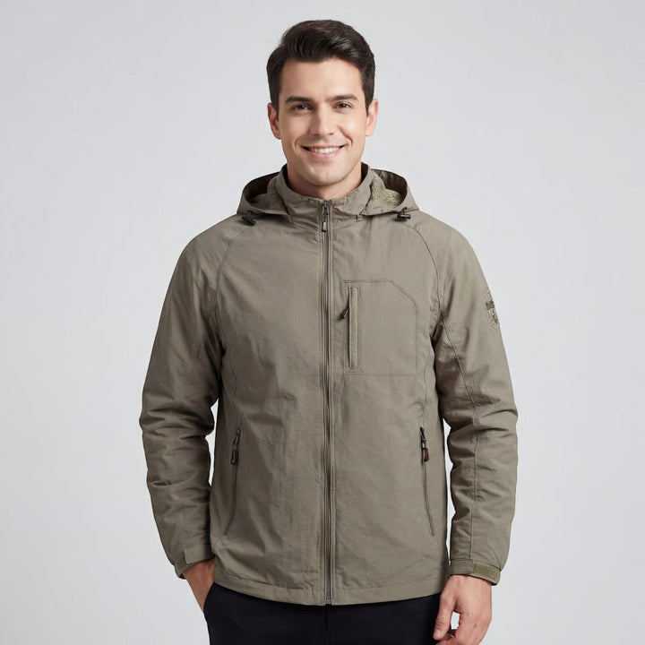 Veste outdoor homme imperméable en mélange de nylon – Coupe légère avec capuche