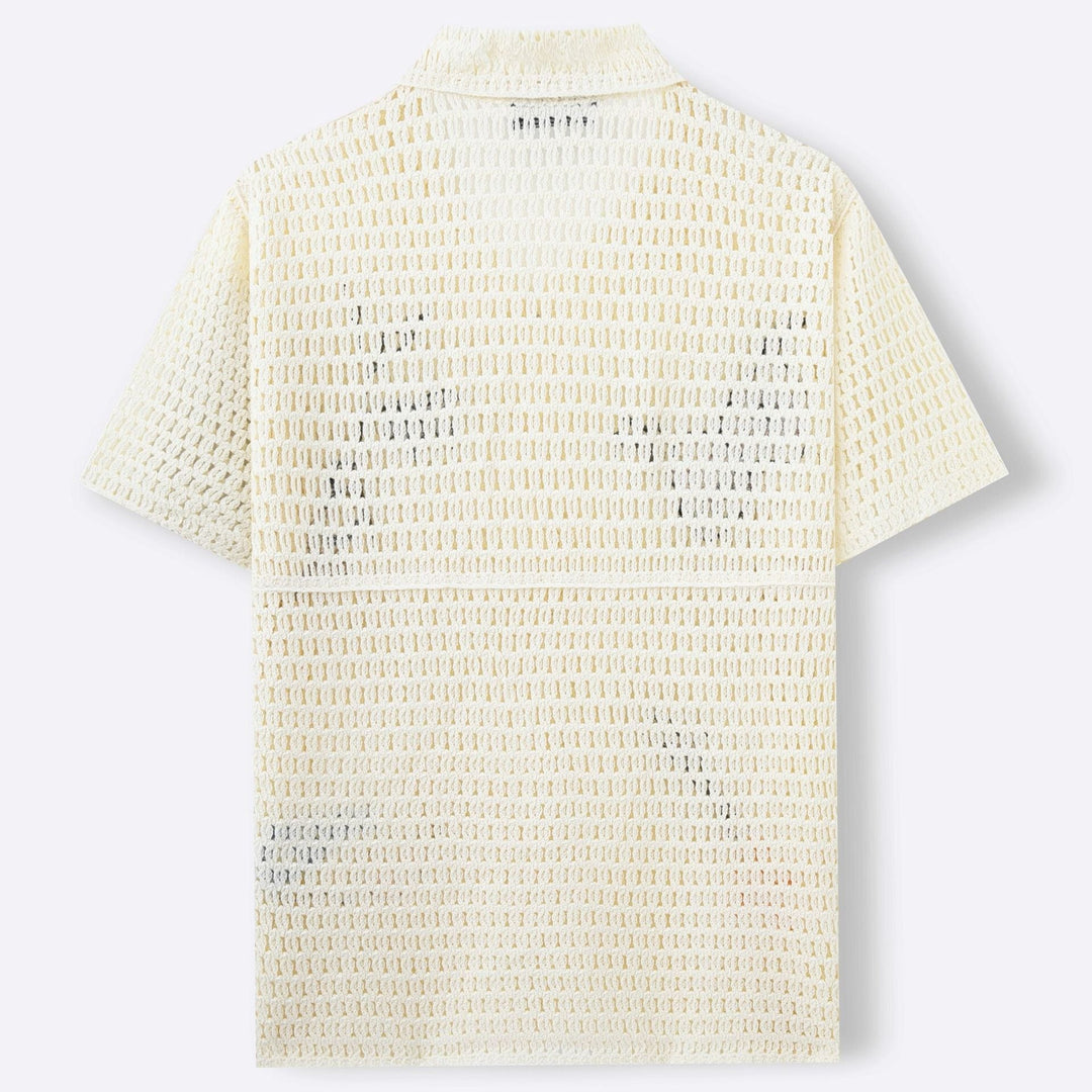 Chemise Homme Maille Brodée – Maille Ajourée Manches Courtes