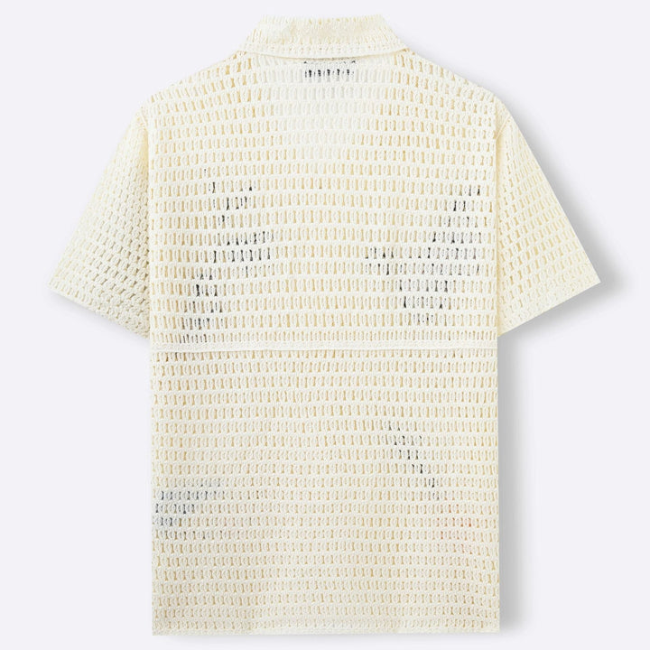 Chemise Homme Maille Brodée – Maille Ajourée Manches Courtes