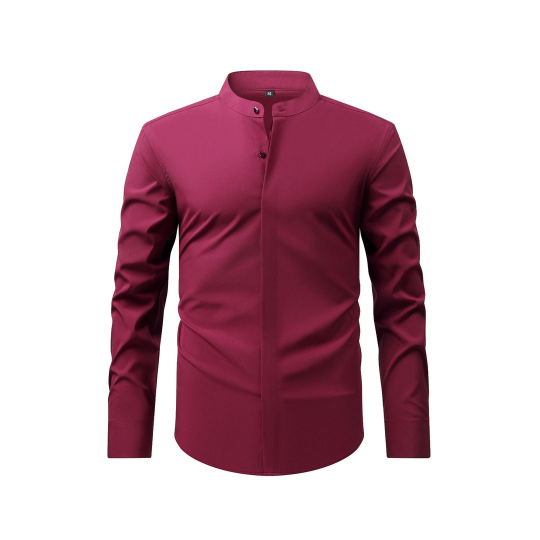 Chemise Homme à Col Mao et Manches Longues – Coupe Slim Tailleur Légère