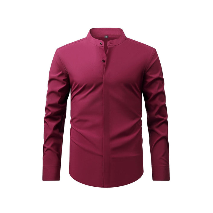 Chemise Homme à Col Mao et Manches Longues – Coupe Slim Tailleur Légère