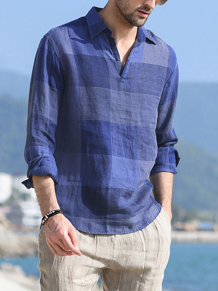 Chemise Homme Décontractée à Manches Longues en Coton – Coupe Plaid Légère Relax