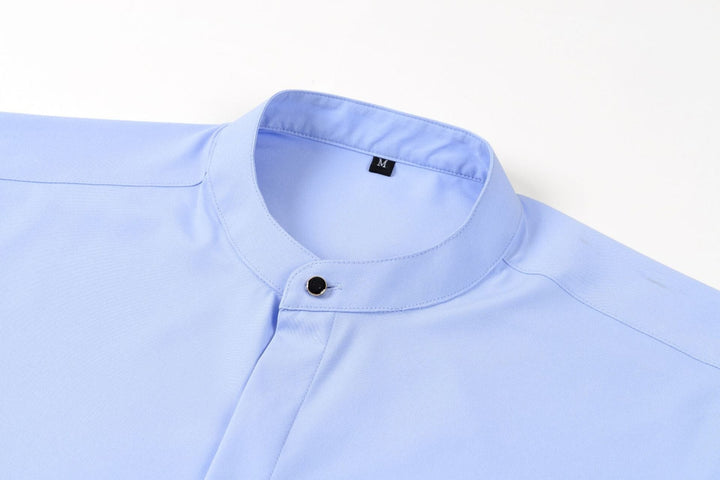 Chemise Homme à Col Mao et Manches Longues – Coupe Slim Tailleur Légère