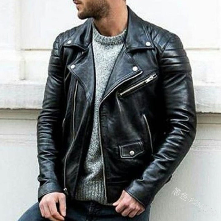 Veste Biker Homme Effet Cuir – Col Montant Fermeture Zippée Coupe Décontractée