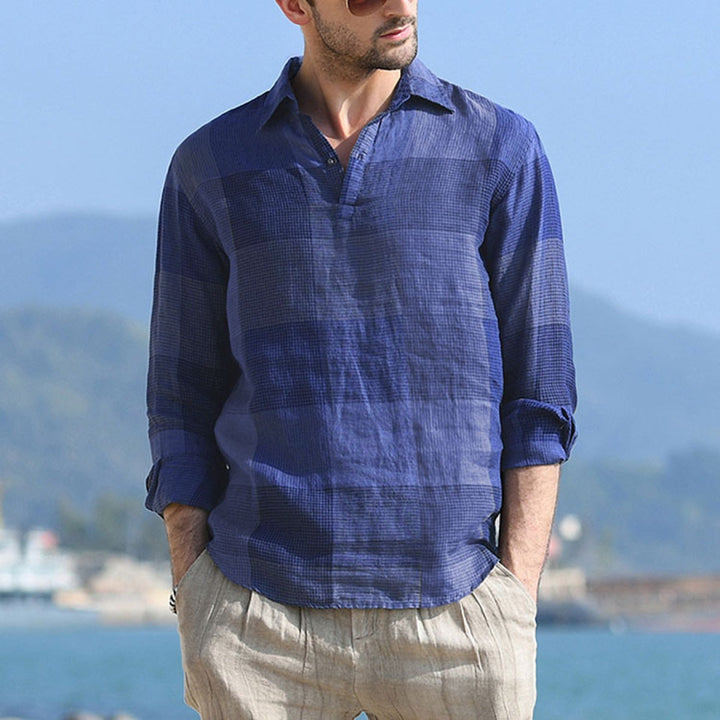 Chemise Homme Décontractée à Manches Longues en Coton – Coupe Plaid Légère Relax