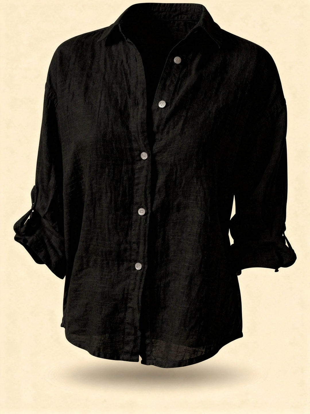 Blouse Oversize en Coton-Lin – Haut Femme à Manches Longues Décontracté