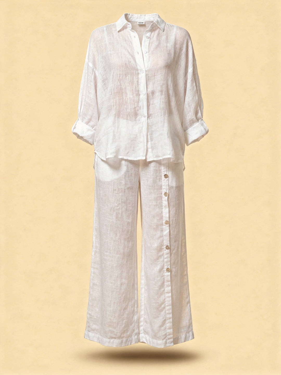 Blouse Oversize en Coton-Lin – Haut Femme à Manches Longues Décontracté