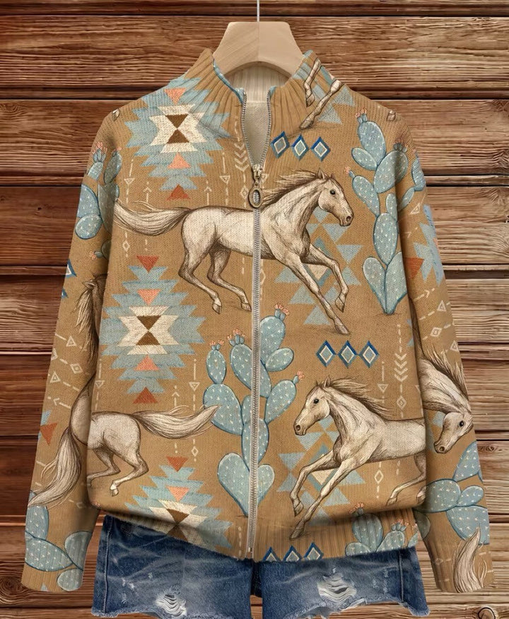 Perpetua™ | Cardigan Zip Cheval du Désert &amp; Cactus