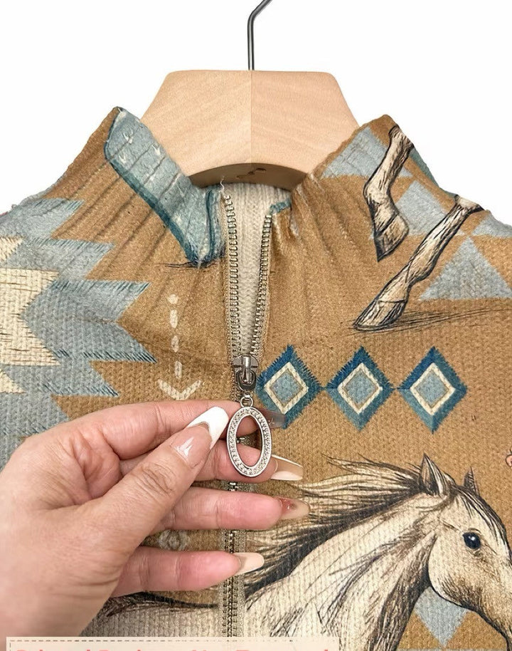 Perpetua™ | Cardigan Zip Cheval du Désert &amp; Cactus