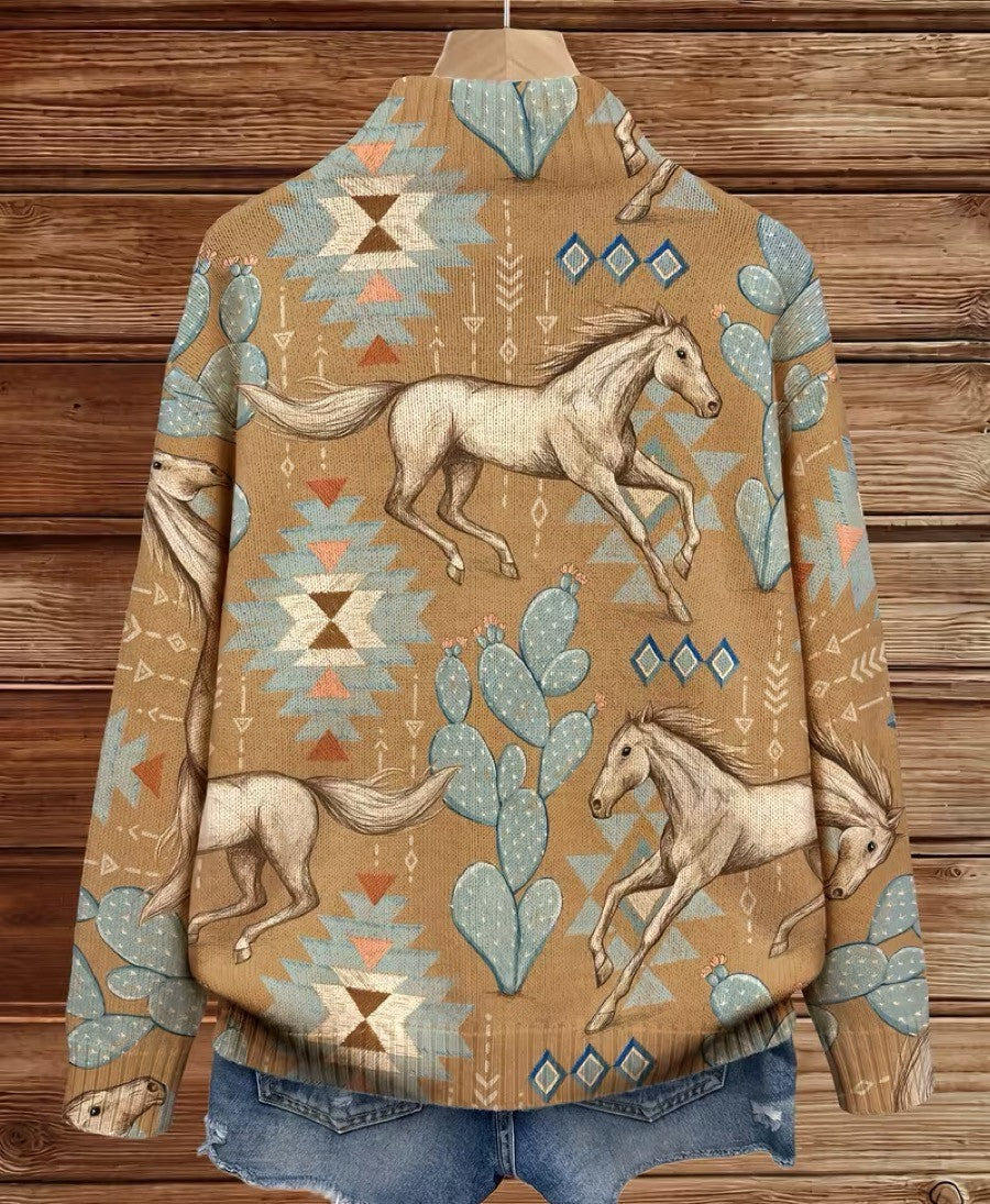 Perpetua™ | Cardigan Zip Cheval du Désert &amp; Cactus