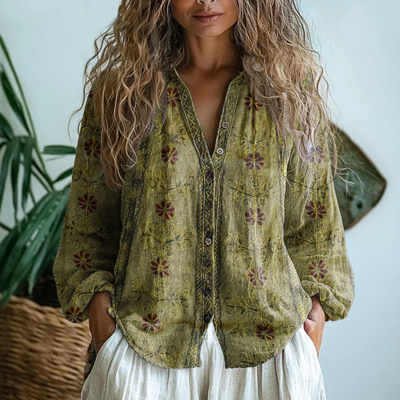 Rosalie — Blouse Brodée à Manches Longues