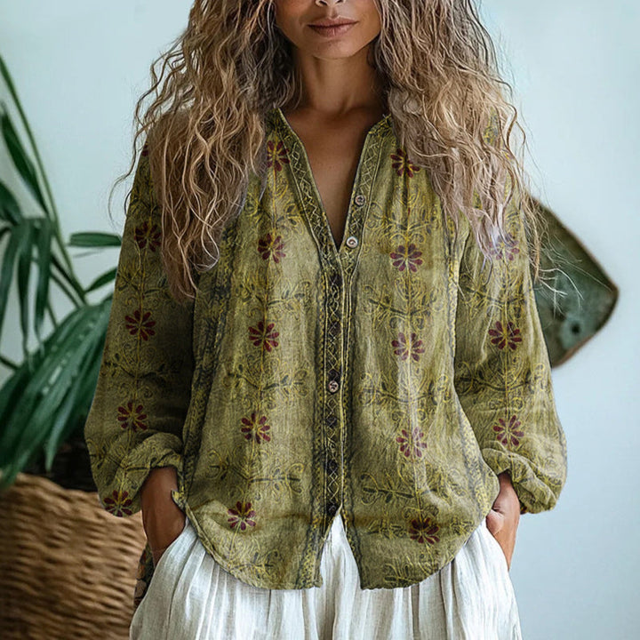 Rosalie — Blouse Brodée à Manches Longues