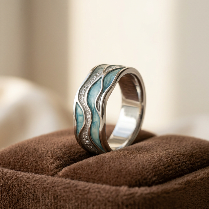 Bague Ondes Turquoises en Argent