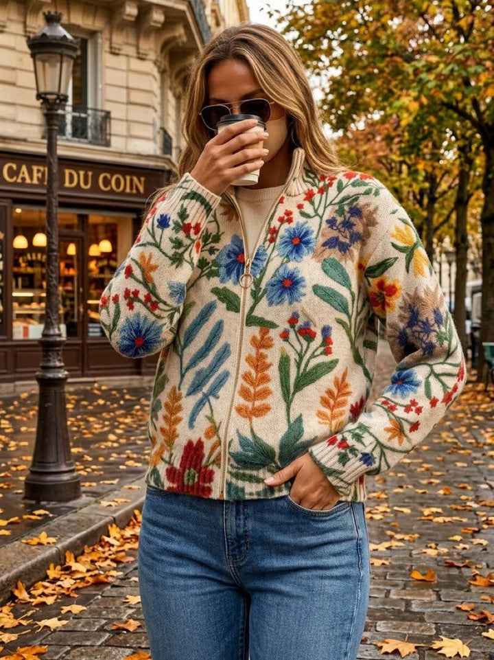 Tabitha™ | Cardigan Zippé Floral du Jardin Botanique